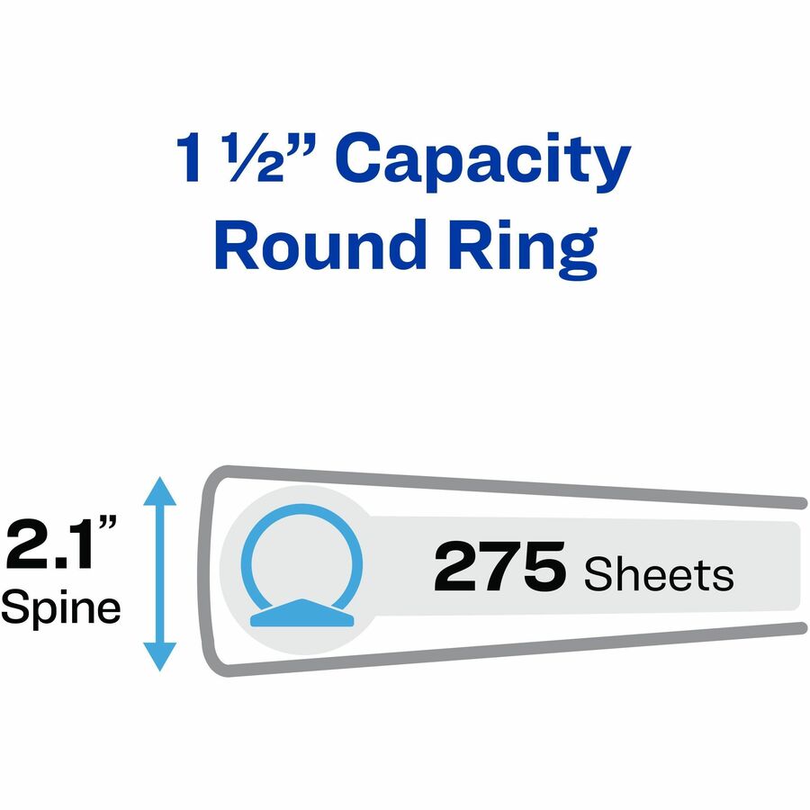 Economy View Binder with Round Rings , 3 Rings, 1.5" Capacity, 11 x 8.5, Black, (5725)