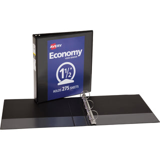 Economy View Binder with Round Rings , 3 Rings, 1.5" Capacity, 11 x 8.5, Black, (5725)