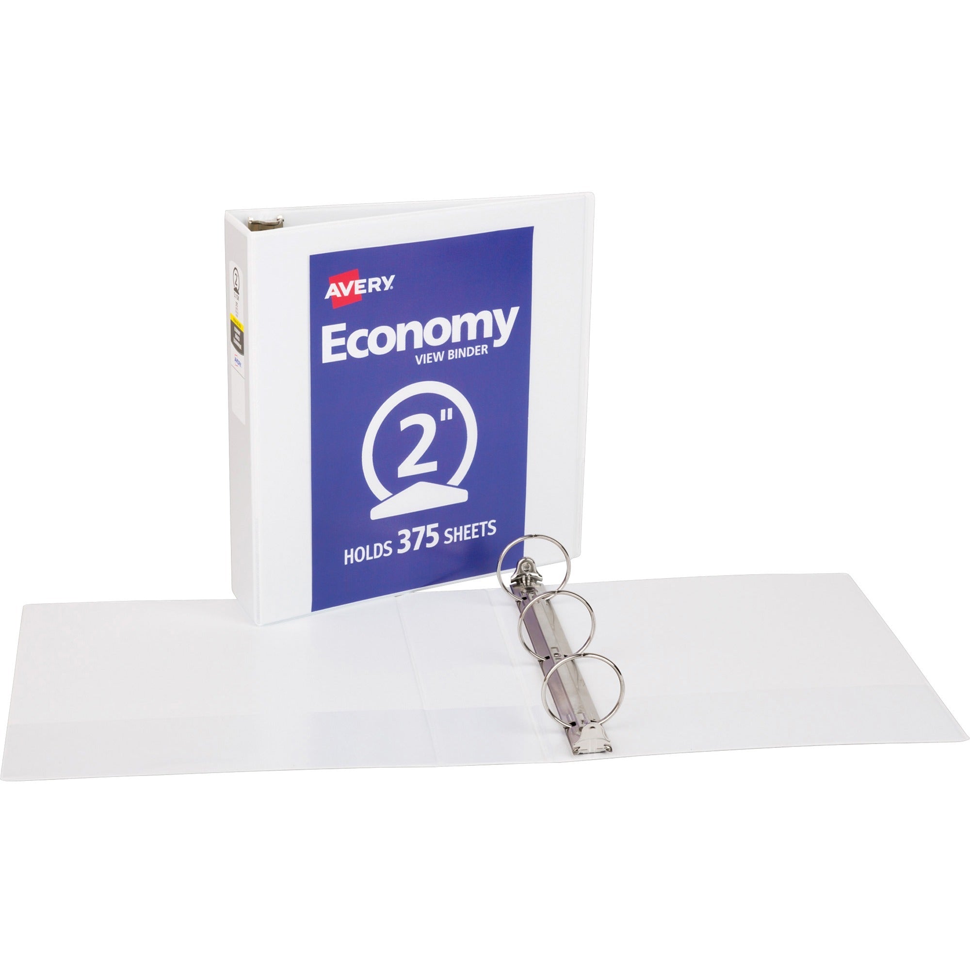 Economy View Binder with Round Rings , 3 Rings, 2" Capacity, 11 x 8.5, White, (5731)