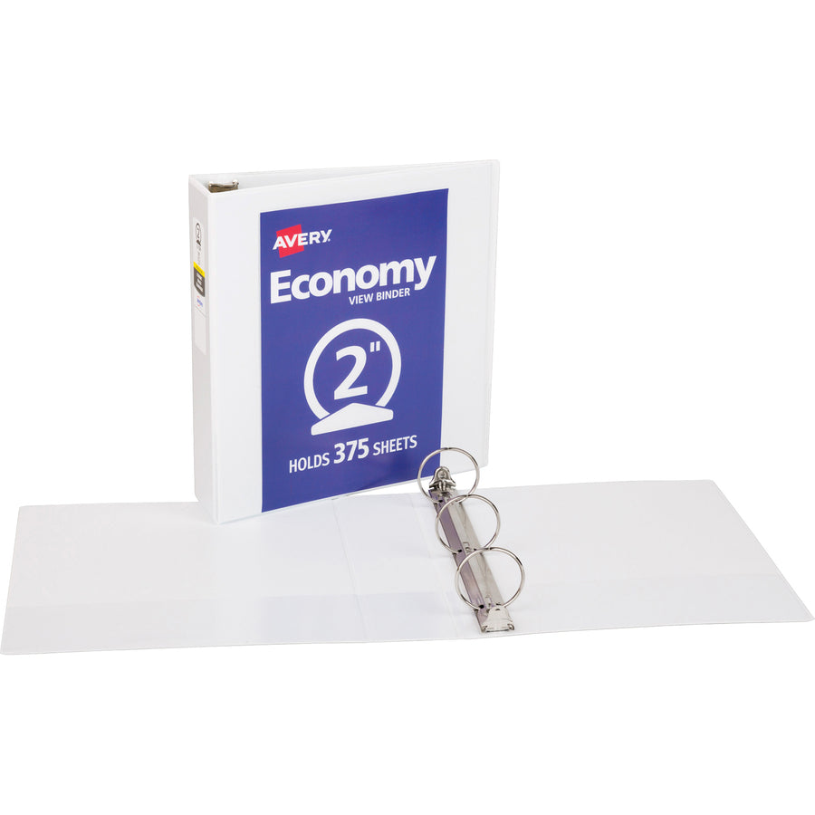 Economy View Binder with Round Rings , 3 Rings, 2" Capacity, 11 x 8.5, White, (5731)