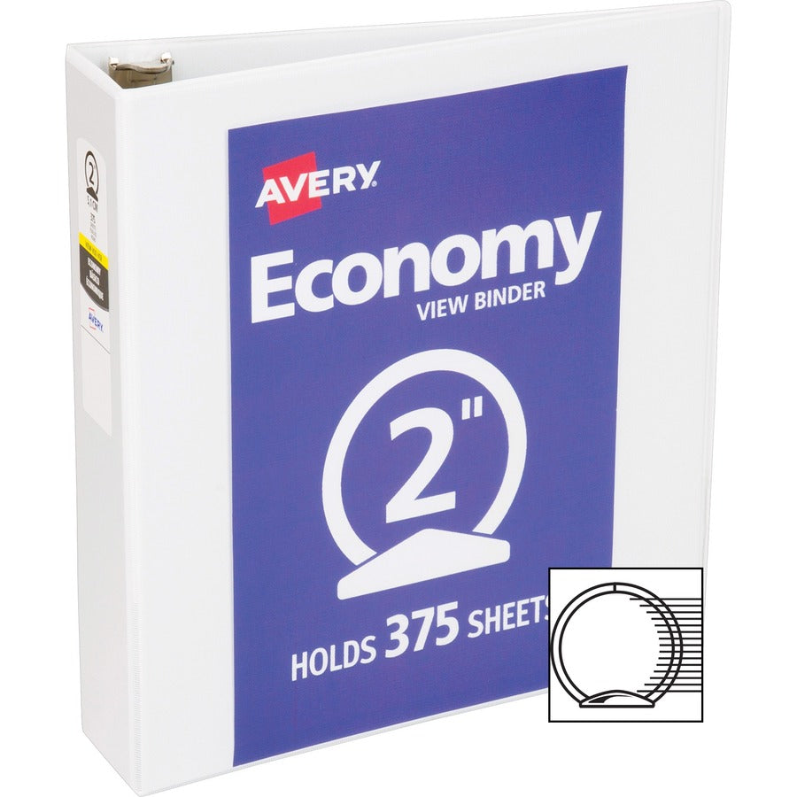 Economy View Binder with Round Rings , 3 Rings, 2" Capacity, 11 x 8.5, White, (5731)