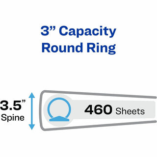 Economy View Binder with Round Rings , 3 Rings, 3" Capacity, 11 x 8.5, White, (5741)