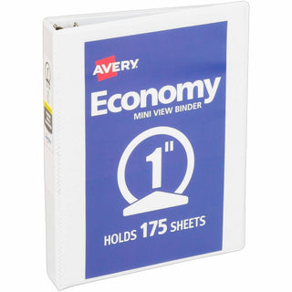 Economy View Binder with Round Rings , 3 Rings, 1" Capacity, 8.5 x 5.5, White, (5806)