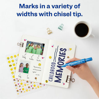 MARKS A LOT Regular Desk-Style Permanent Marker, Broad Chisel Tip, Blue, Dozen (7886)