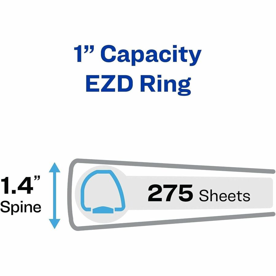 Durable Non-View Binder with DuraHinge and EZD Rings, 3 Rings, 1" Capacity, 11 x 8.5, Black, (8302)