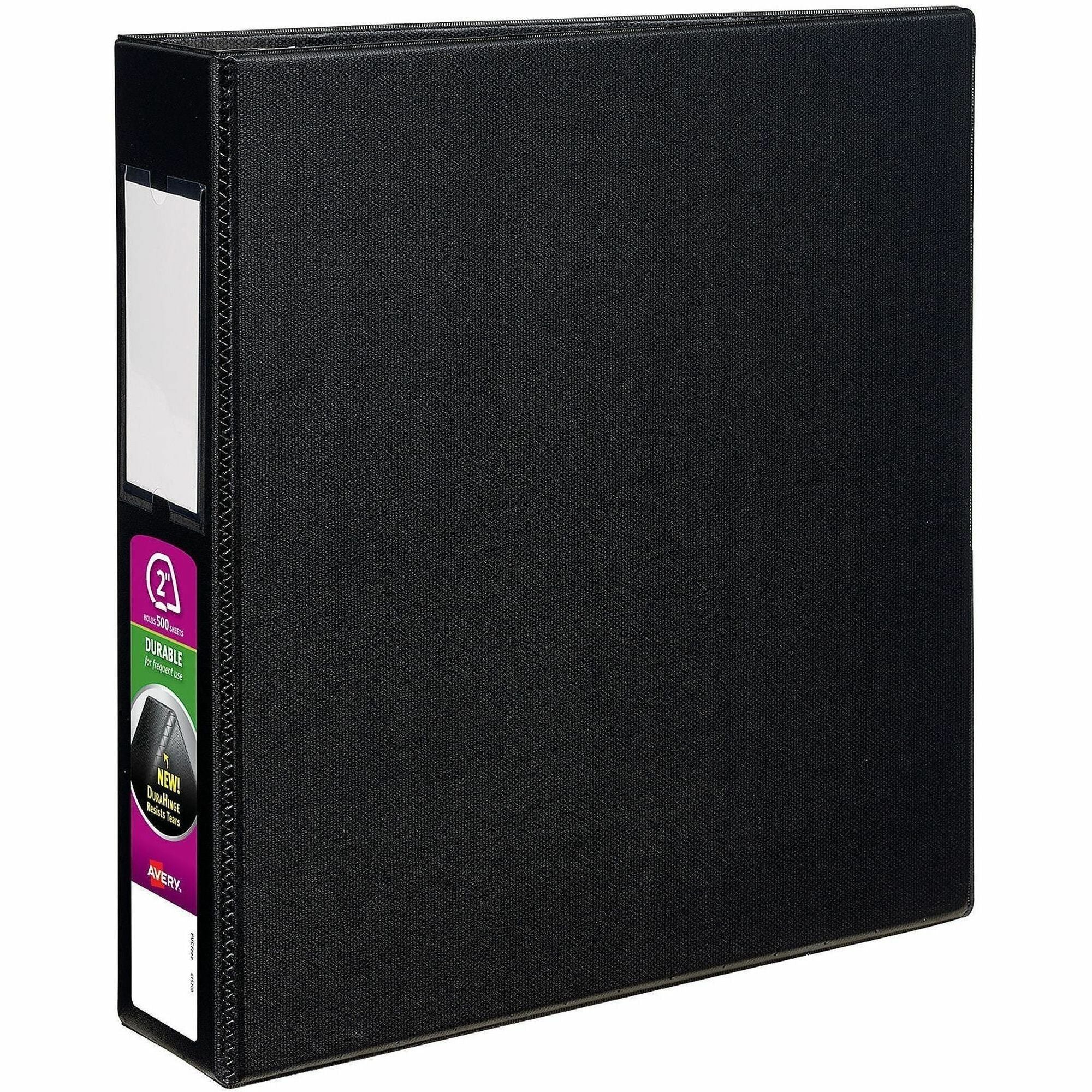 Durable Non-View Binder with DuraHinge and EZD Rings, 3 Rings, 2" Capacity, 11 x 8.5, Black, (8502)