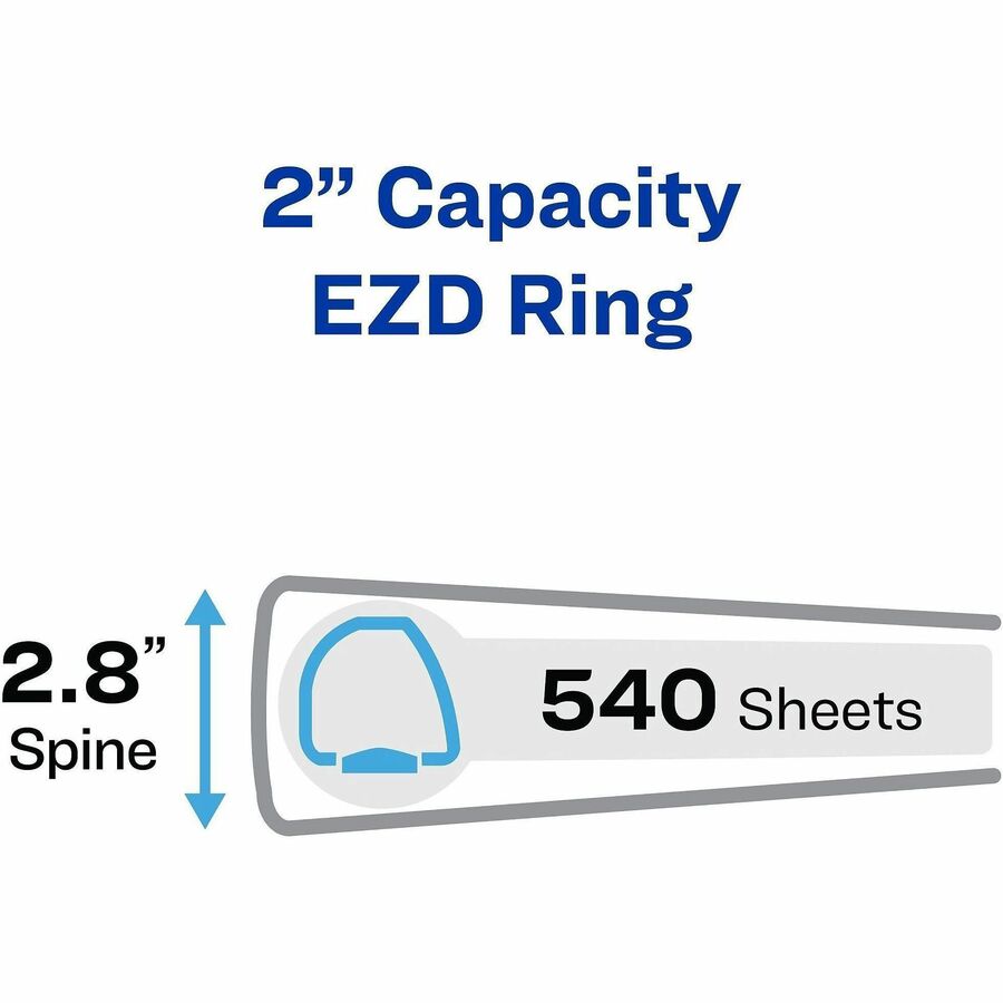 Durable Non-View Binder with DuraHinge and EZD Rings, 3 Rings, 2" Capacity, 11 x 8.5, Black, (8502)
