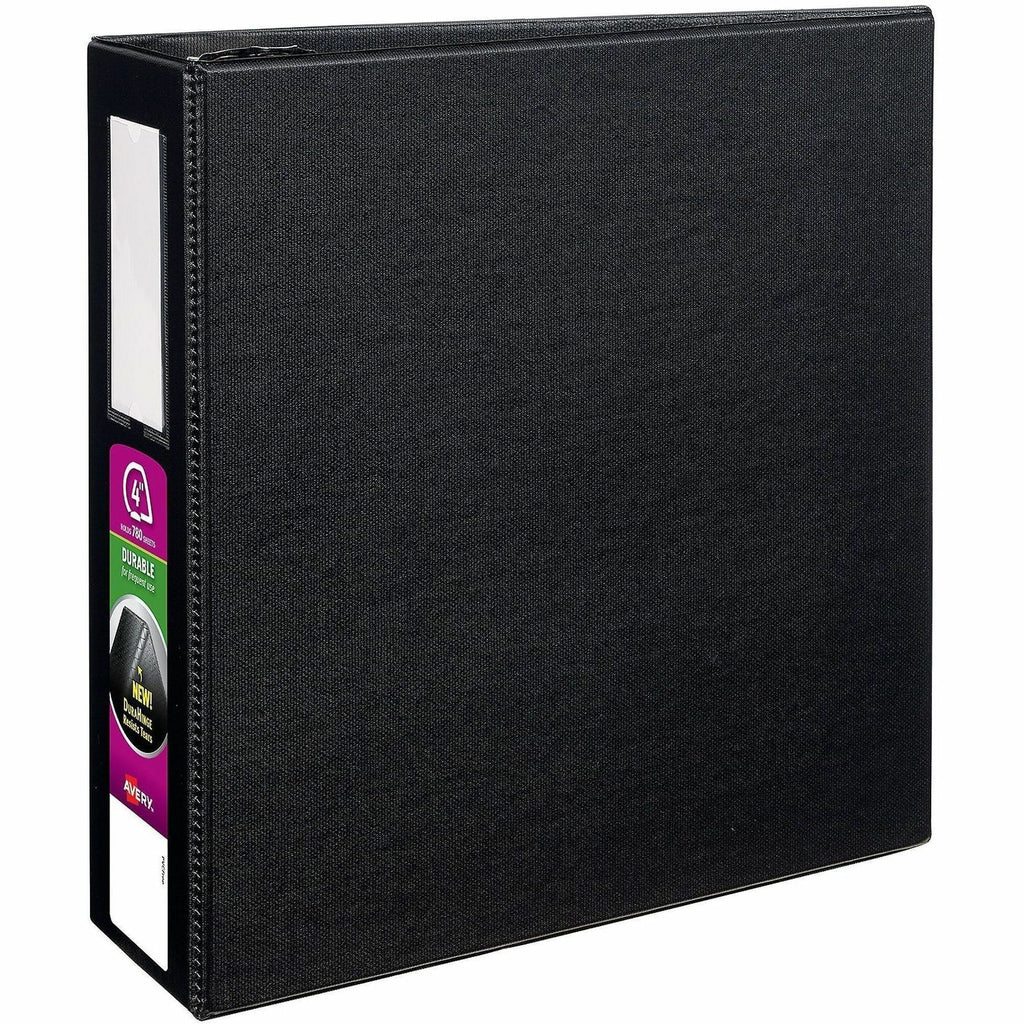 Durable Non-View Binder with DuraHinge and EZD Rings, 3 Rings, 4" Capacity, 11 x 8.5, Black, (8802)