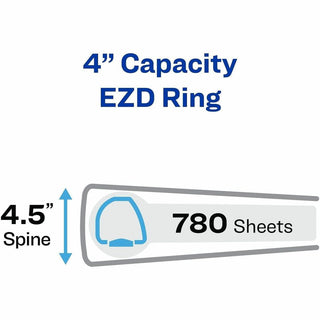Durable Non-View Binder with DuraHinge and EZD Rings, 3 Rings, 4" Capacity, 11 x 8.5, Black, (8802)