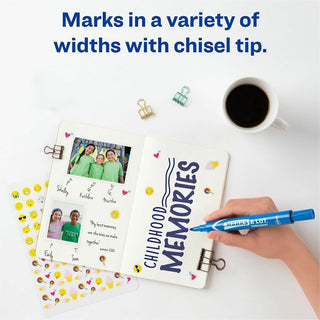 MARKS A LOT Large Desk-Style Permanent Marker, Broad Chisel Tip, Blue, Dozen (8886)