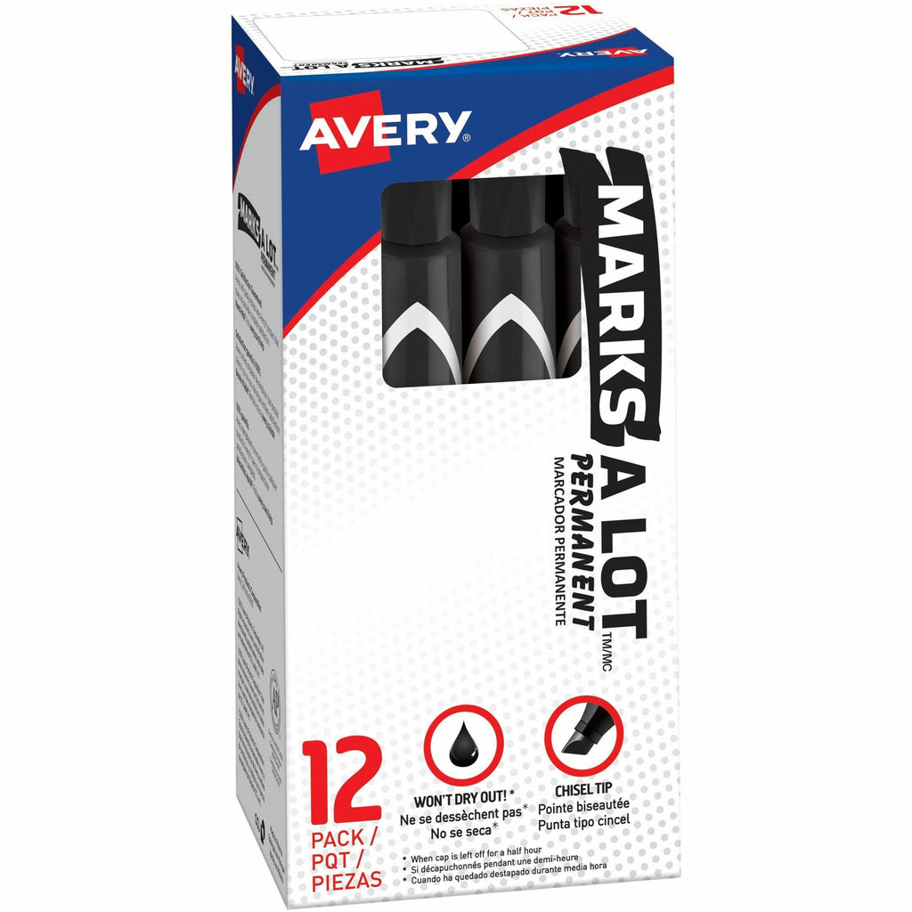 MARKS A LOT Large Desk-Style Permanent Marker, Broad Chisel Tip, Black, Dozen (8888)