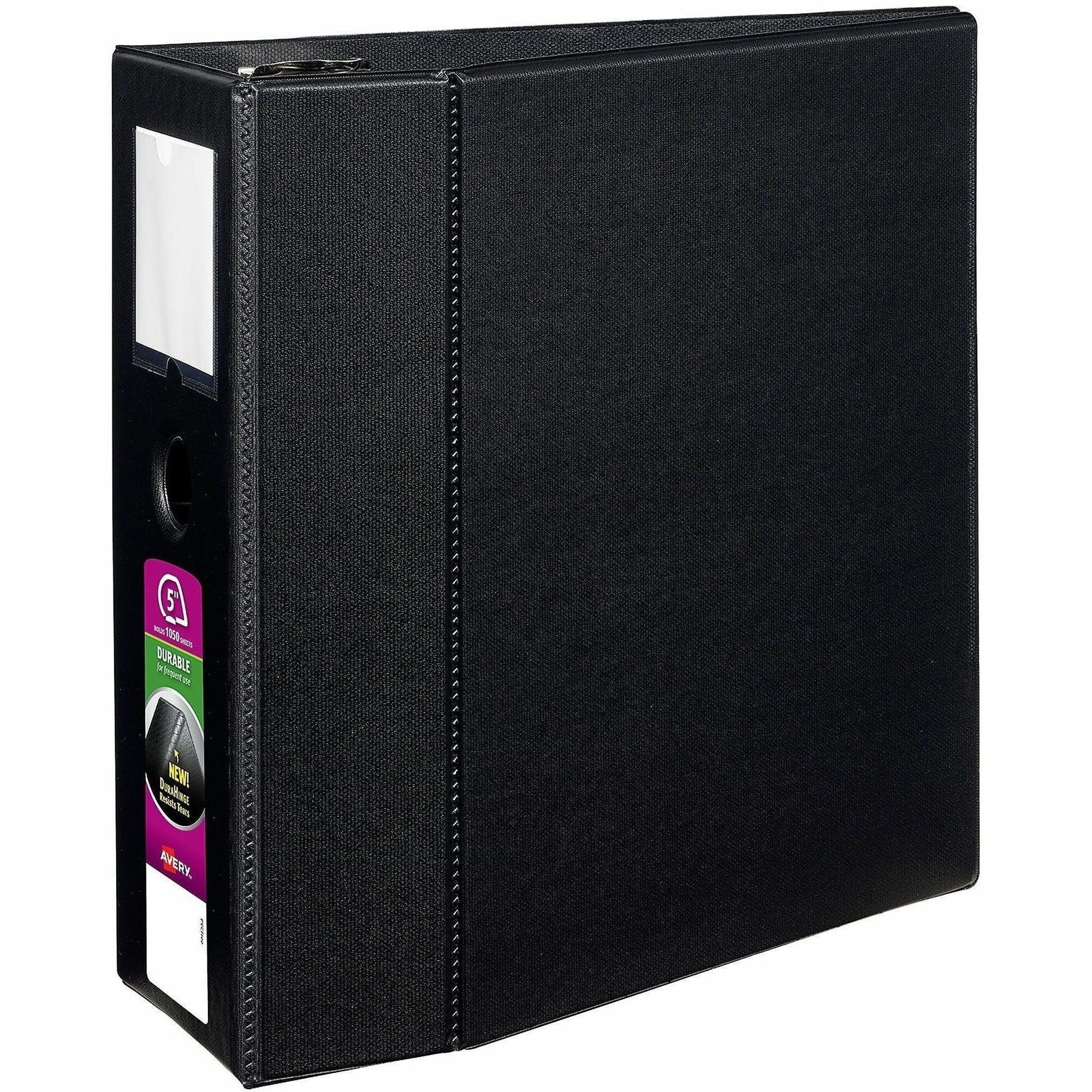 Durable Non-View Binder with DuraHinge and EZD Rings, 3 Rings, 5" Capacity, 11 x 8.5, Black, (8901)