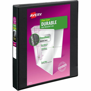 Durable View Binder with DuraHinge and EZD Rings, 3 Rings, 1" Capacity, 11 x 8.5, Black, (9300)