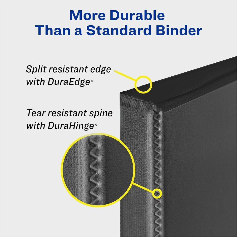 Durable View Binder with DuraHinge and EZD Rings, 3 Rings, 1" Capacity, 11 x 8.5, Black, (9300)