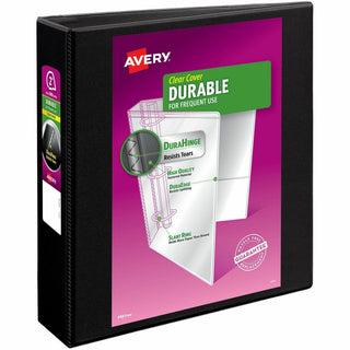 Durable View Binder with DuraHinge and EZD Rings, 3 Rings, 2" Capacity, 11 x 8.5, Black, (9500)