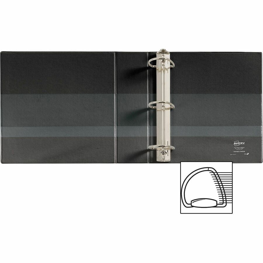 Durable View Binder with DuraHinge and EZD Rings, 3 Rings, 3" Capacity, 11 x 8.5, Black, (9700)