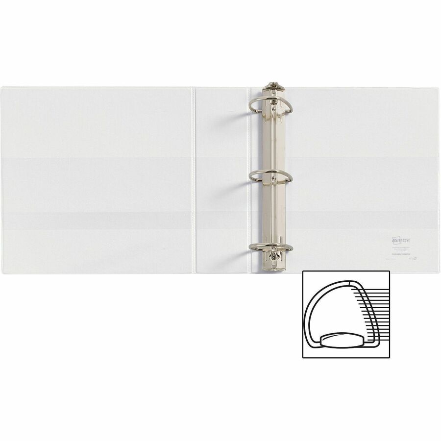 Avery Durable View Binder - EZD Rings - 3" Binder Capacity - Letter - 8 1/2" x 11" Sheet Size - 670 Sheet Capacity - 3 x D-Ring Fastener(s) - 4 Internal Pocket(s) - Poly - White - Recycled - Easy Insert Spine, Exposed Rivet, Gap-free Ring, Stack
