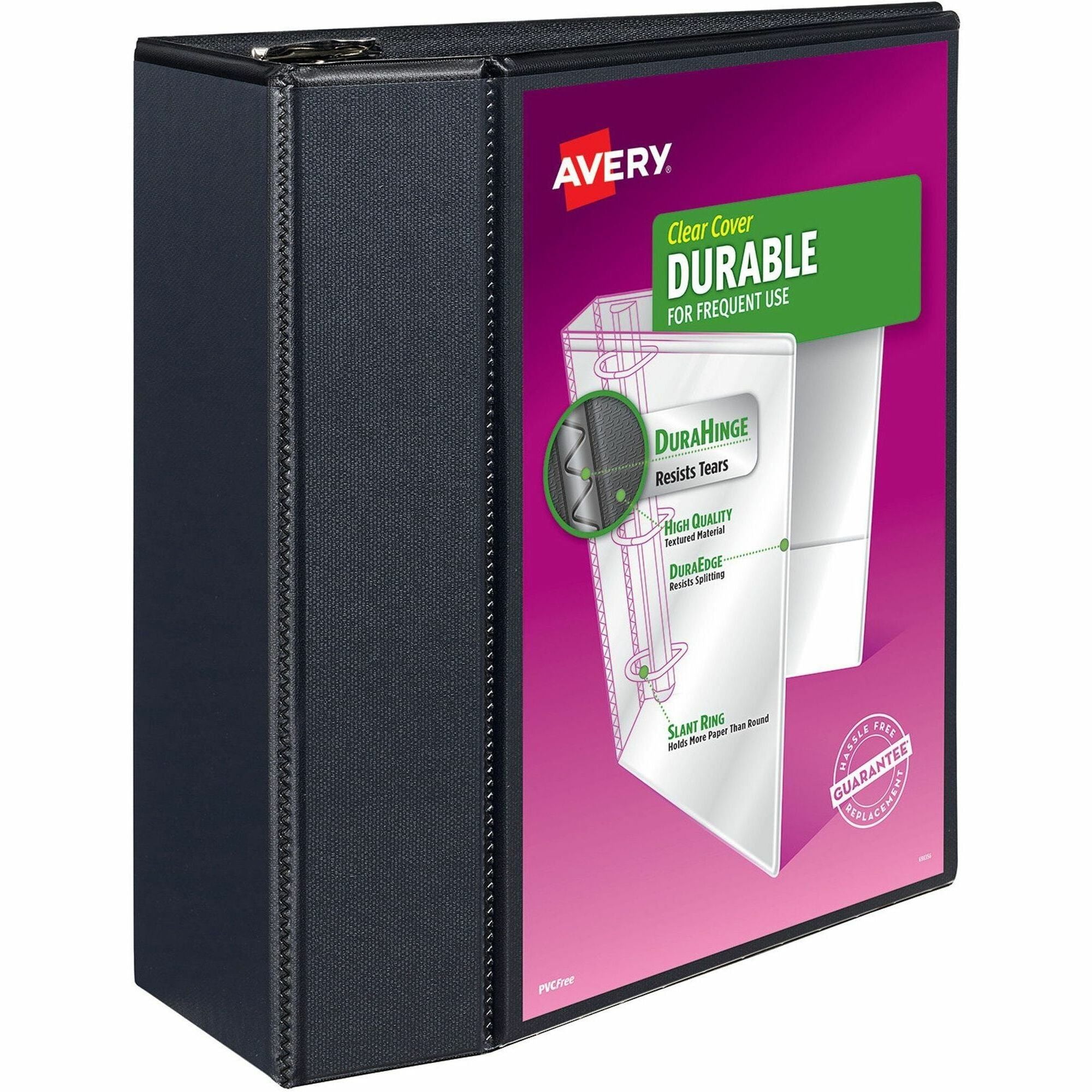 Durable View Binder with DuraHinge and EZD Rings, 3 Rings, 5" Capacity, 11 x 8.5, Black, (9900)
