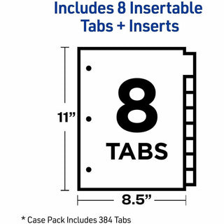 Insertable Big Tab Dividers, 8-Tab, Double-Sided Gold Edge Reinforcing, 11 x 8.5, Buff, Assorted Tabs, 1 Set