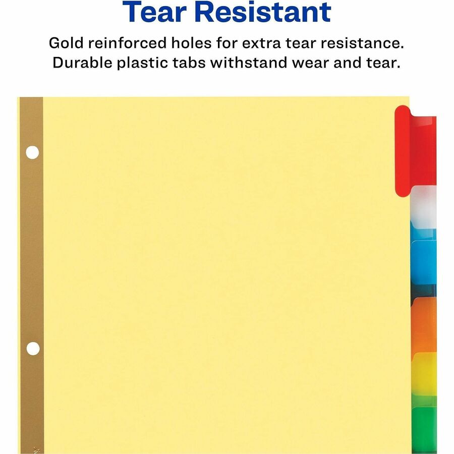 Insertable Big Tab Dividers, 8-Tab, Double-Sided Gold Edge Reinforcing, 11 x 8.5, Buff, Assorted Tabs, 1 Set