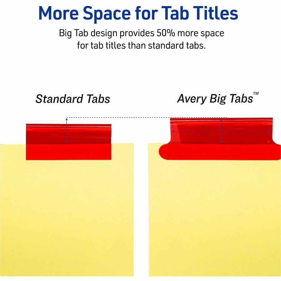 Insertable Big Tab Dividers, 8-Tab, Double-Sided Gold Edge Reinforcing, 11 x 8.5, Buff, Assorted Tabs, 1 Set