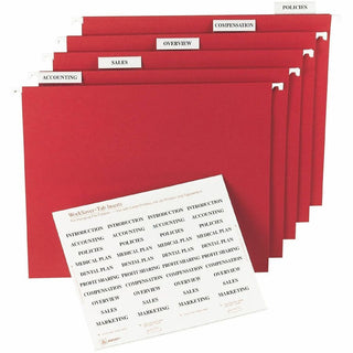 Tabs Inserts For Hanging File Folders, 1/5-Cut, White, 2" Wide, 100/Pack