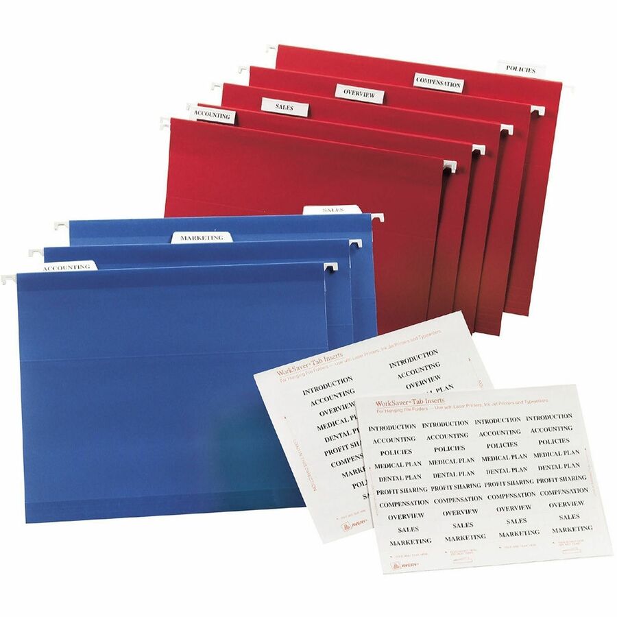 Tabs Inserts For Hanging File Folders, 1/5-Cut, White, 2" Wide, 100/Pack