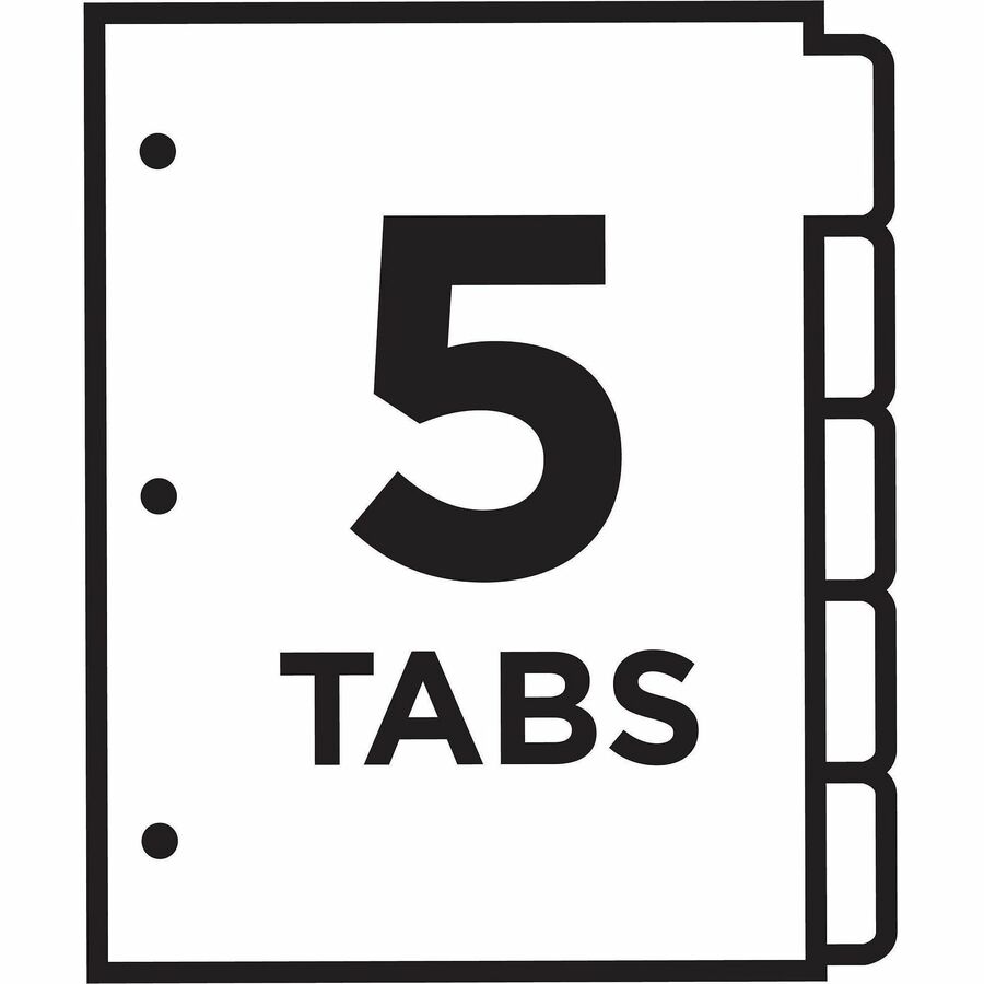 Customizable TOC Ready Index Multicolor Tab Dividers, 5-Tab, 1 to 5, 11 x 8.5, White, Traditional Color Tabs, 6 Sets