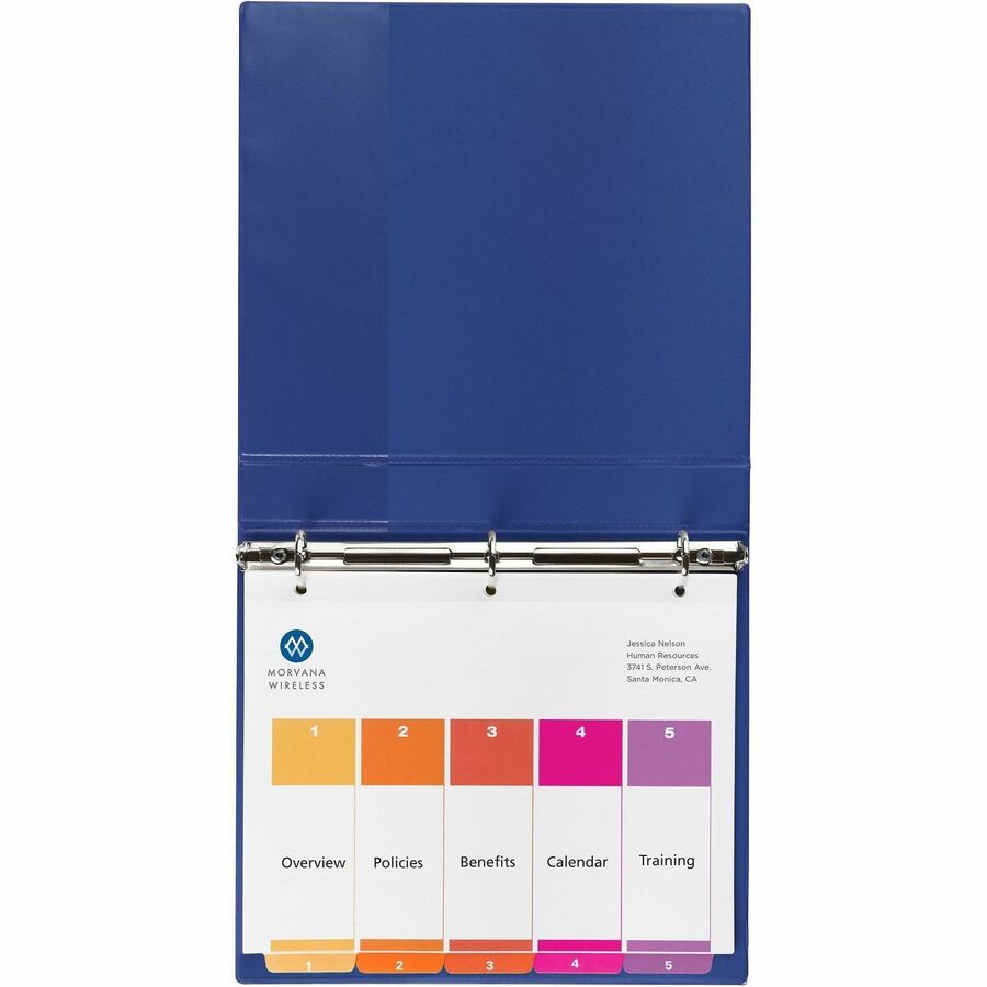 Customizable TOC Ready Index Multicolor Tab Dividers, 5-Tab, 1 to 5, 11 x 8.5, White, Traditional Color Tabs, 6 Sets