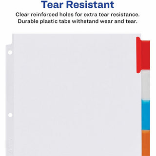 Insertable Big Tab Dividers, 5-Tab, Single-Sided Copper Edge Reinforcing, 11.13 x 9.25, White, Assorted Tabs, 1 Set