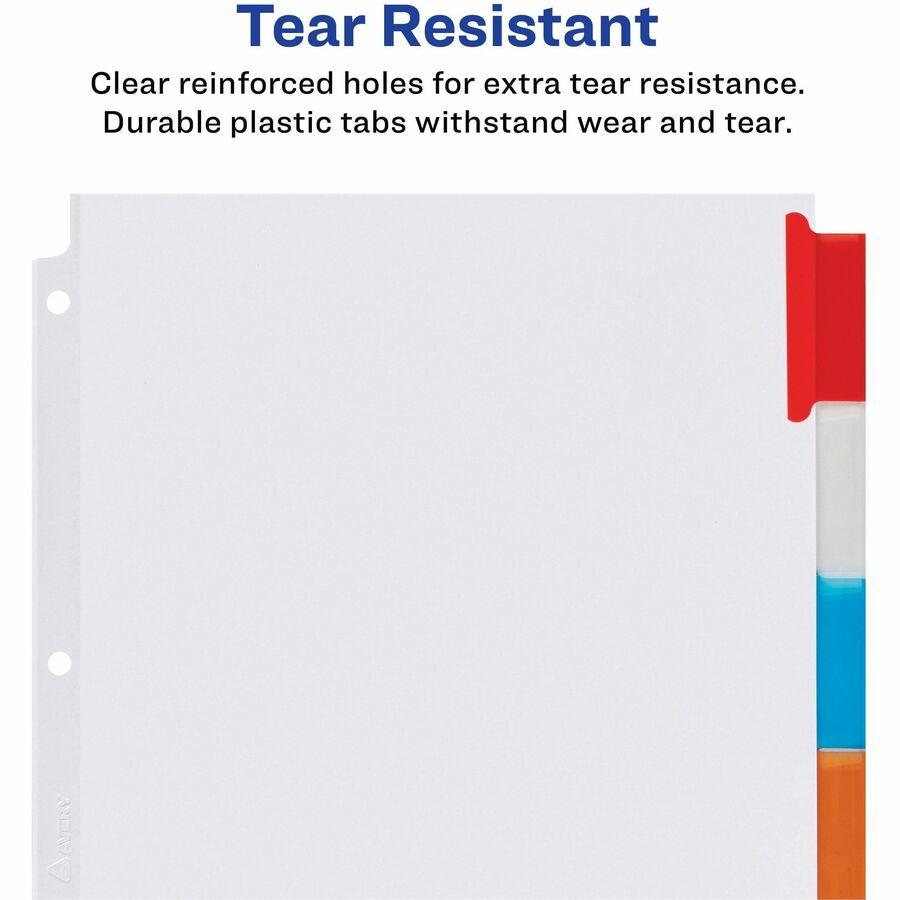 Insertable Big Tab Dividers, 5-Tab, Single-Sided Copper Edge Reinforcing, 11.13 x 9.25, White, Assorted Tabs, 1 Set
