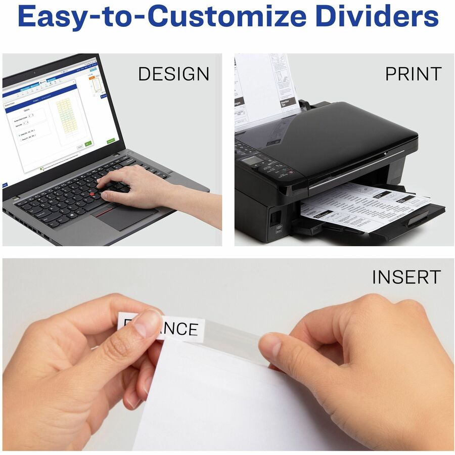 Insertable Big Tab Dividers, 5-Tab, Single-Sided Copper Edge Reinforcing, 11.13 x 9.25, White, Clear Tabs, 1 Set