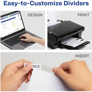 Insertable Big Tab Dividers, 5-Tab, Single-Sided Copper Edge Reinforcing, 11.13 x 9.25, White, Clear Tabs, 1 Set