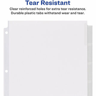 Insertable Big Tab Dividers, 5-Tab, Single-Sided Copper Edge Reinforcing, 11.13 x 9.25, White, Clear Tabs, 1 Set