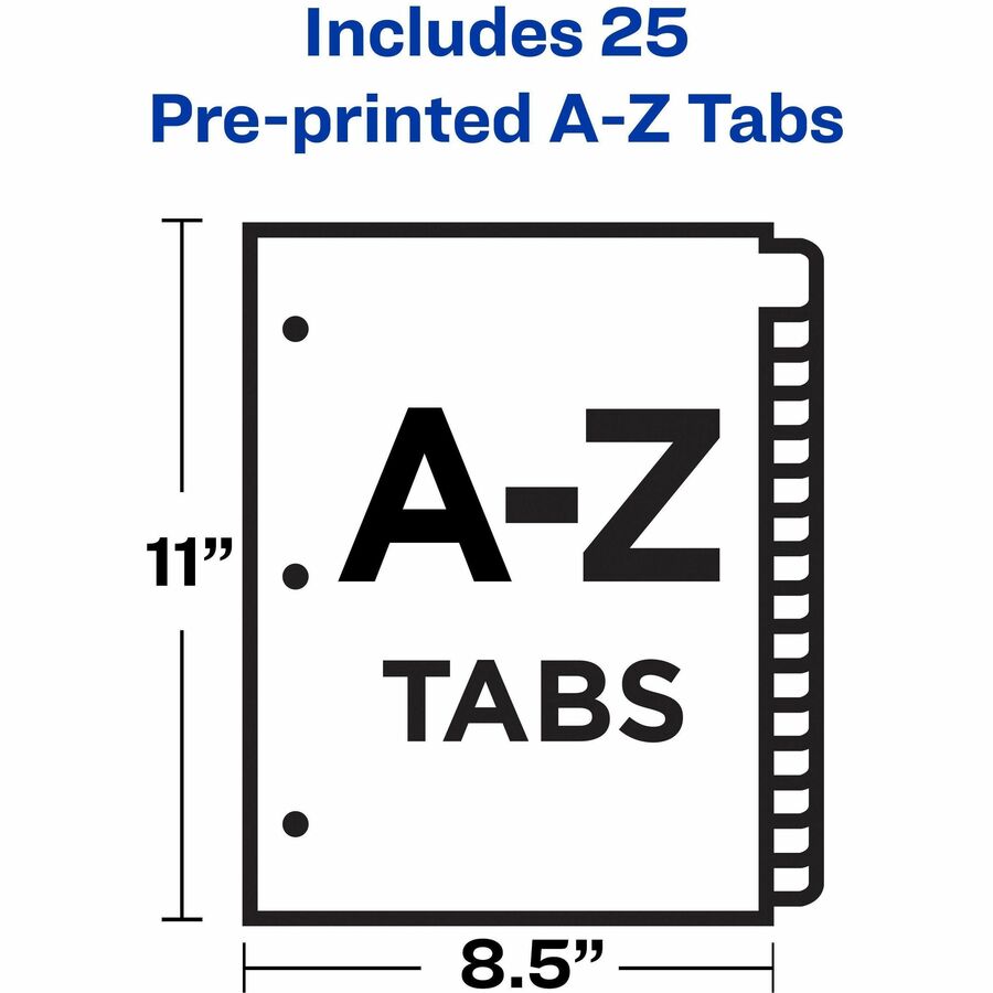 Preprinted Laminated Tab Dividers with Gold Reinforced Binding Edge, 25-Tab, A to Z, 11 x 8.5, Buff, 1 Set