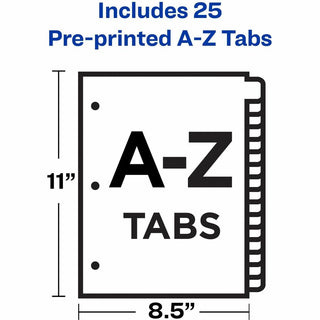 Preprinted Laminated Tab Dividers with Gold Reinforced Binding Edge, 25-Tab, A to Z, 11 x 8.5, Buff, 1 Set