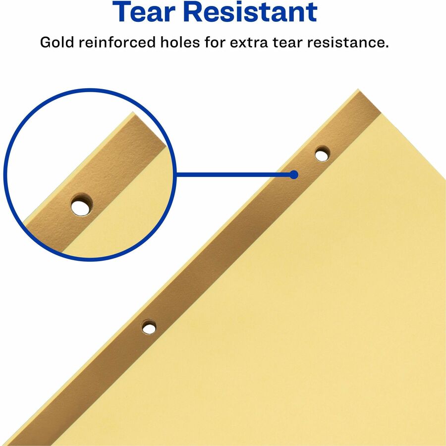 Preprinted Laminated Tab Dividers with Gold Reinforced Binding Edge, 25-Tab, A to Z, 11 x 8.5, Buff, 1 Set
