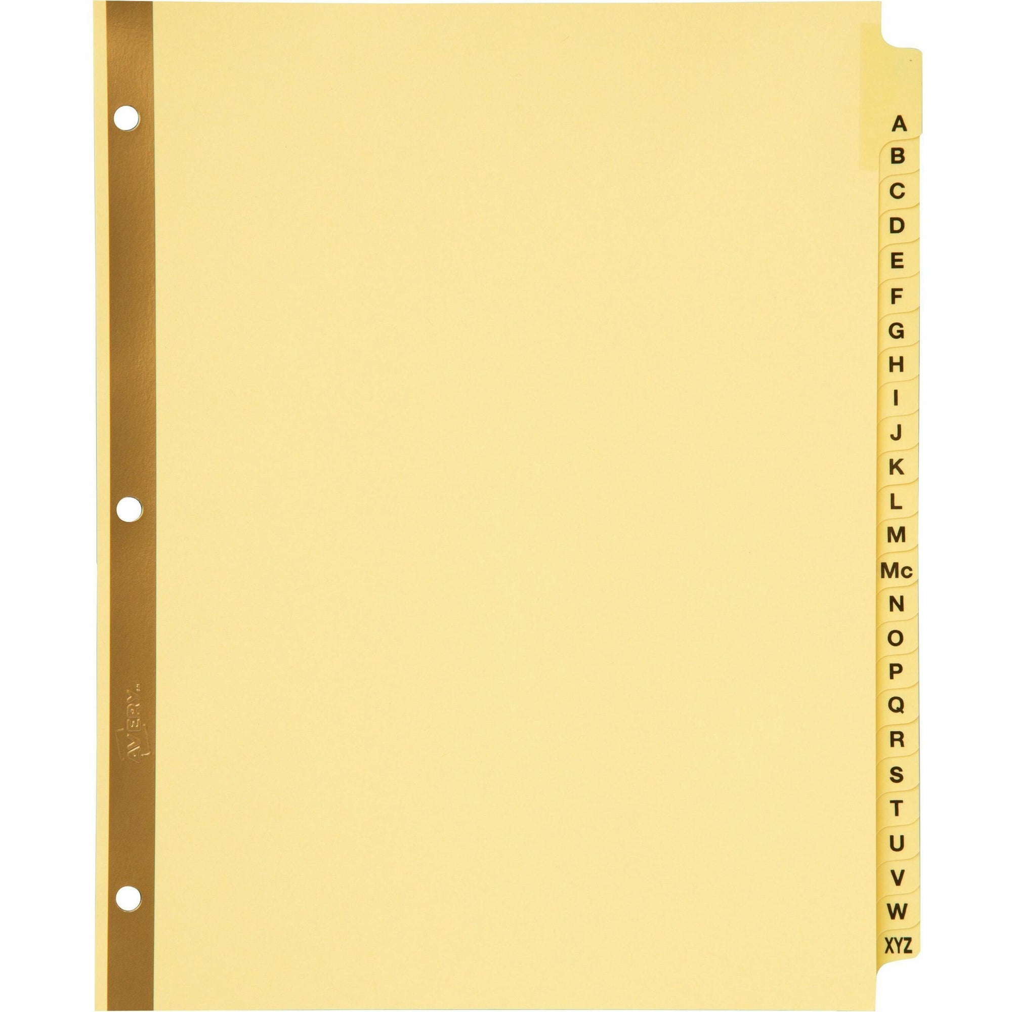Preprinted Laminated Tab Dividers with Gold Reinforced Binding Edge, 25-Tab, A to Z, 11 x 8.5, Buff, 1 Set