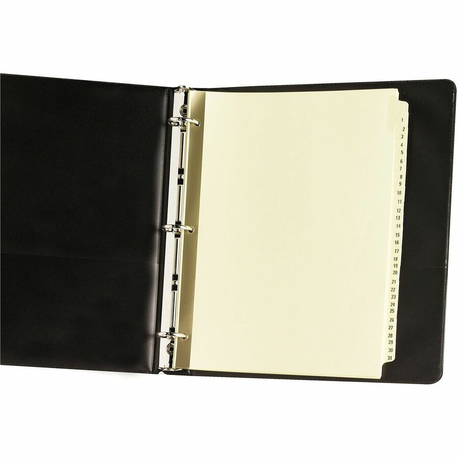 Preprinted Laminated Tab Dividers with Gold Reinforced Binding Edge, 31-Tab, 1 to 31, 11 x 8.5, Buff, 1 Set