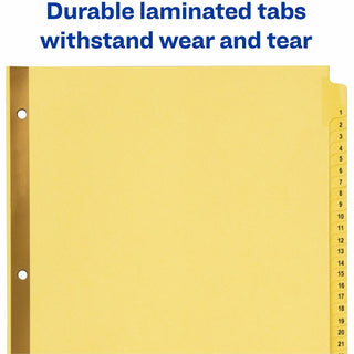 Preprinted Laminated Tab Dividers with Gold Reinforced Binding Edge, 31-Tab, 1 to 31, 11 x 8.5, Buff, 1 Set