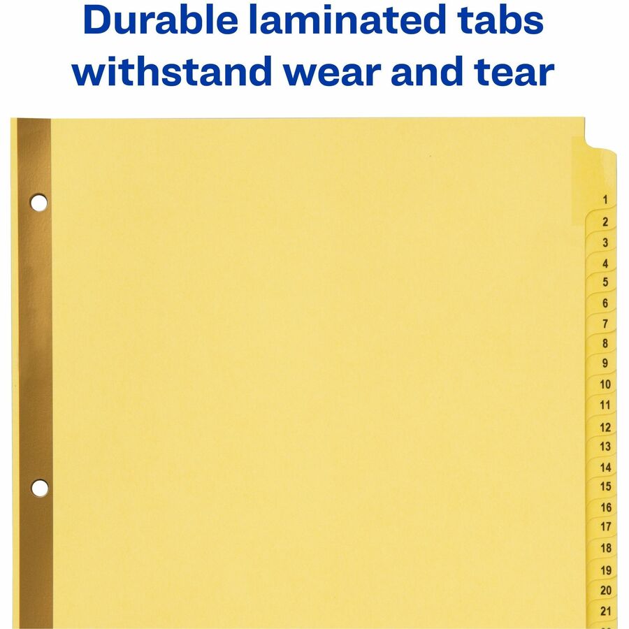 Preprinted Laminated Tab Dividers with Gold Reinforced Binding Edge, 31-Tab, 1 to 31, 11 x 8.5, Buff, 1 Set