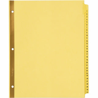 Preprinted Laminated Tab Dividers with Gold Reinforced Binding Edge, 31-Tab, 1 to 31, 11 x 8.5, Buff, 1 Set