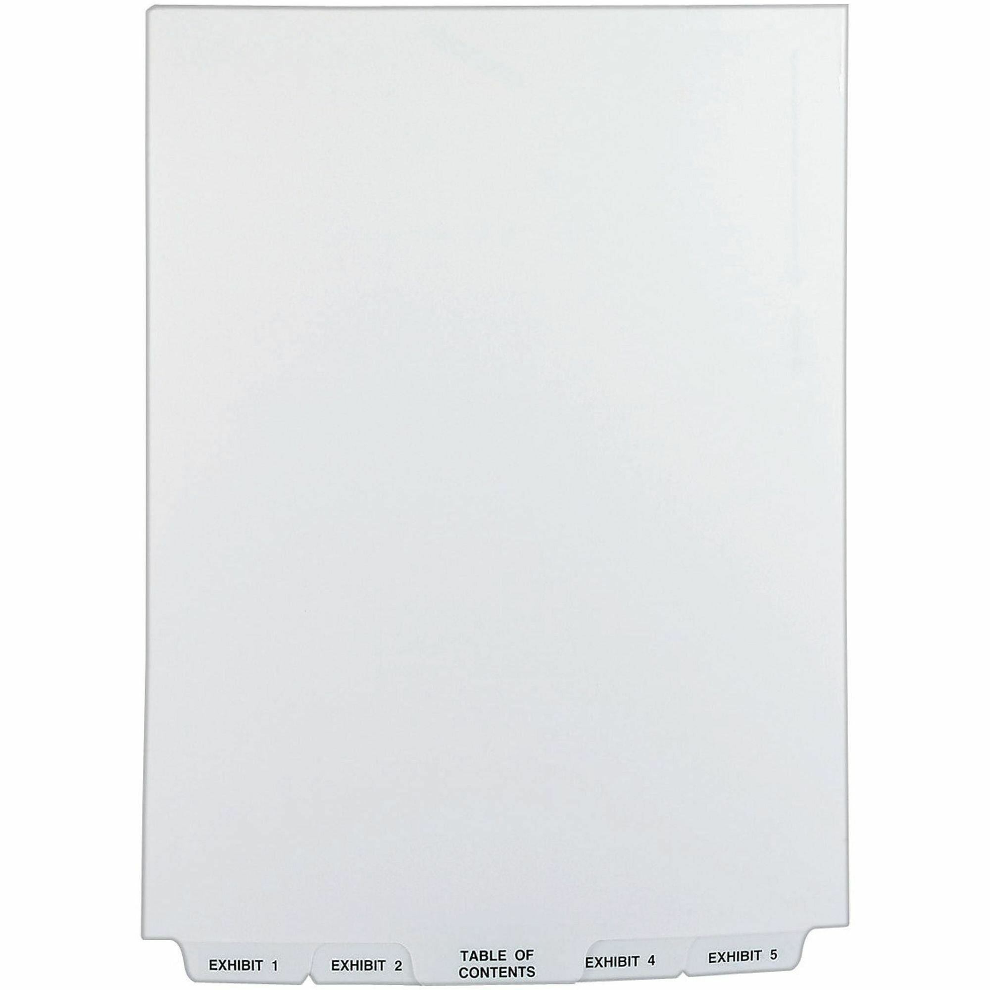 Preprinted Legal Exhibit Bottom Tab Index Dividers, Avery Style, 26-Tab, Exhibit 1 to Exhibit 25, 11 x 8.5, White, 1 Set