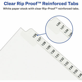 Preprinted Legal Exhibit Side Tab Index Dividers, Avery Style, 26-Tab, 51 to 75, 11 x 8.5, White, 1 Set