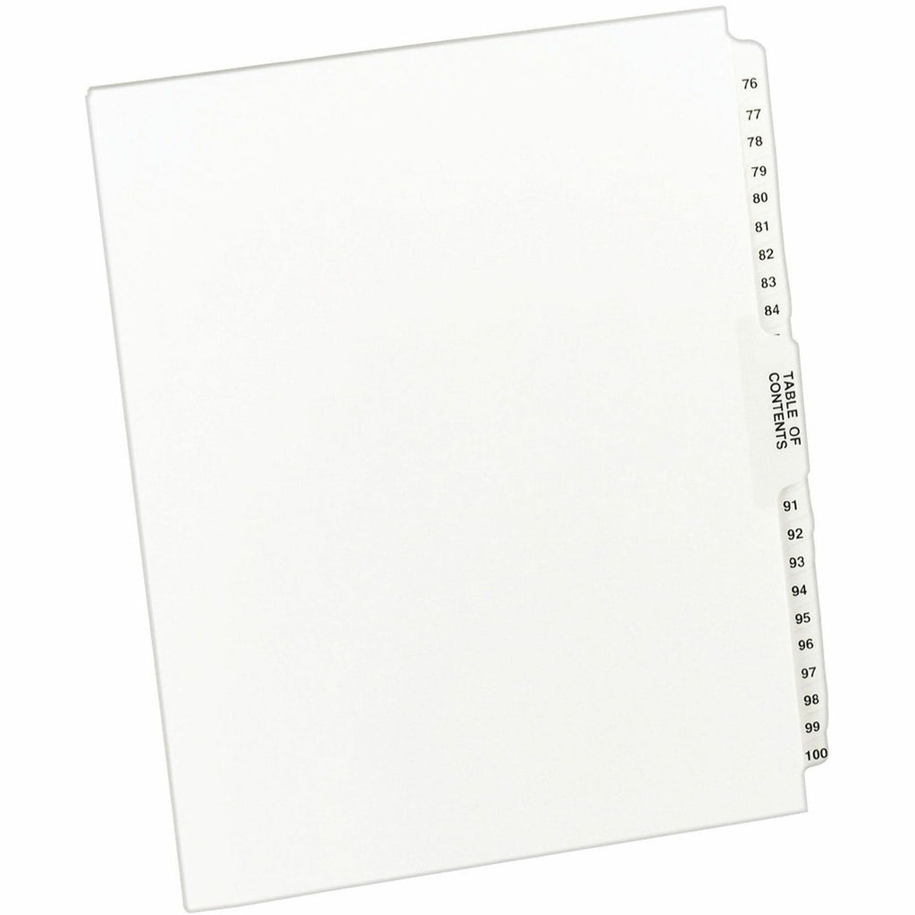 Preprinted Legal Exhibit Side Tab Index Dividers, Avery Style, 26-Tab, 76 to 100, 11 x 8.5, White, 1 Set