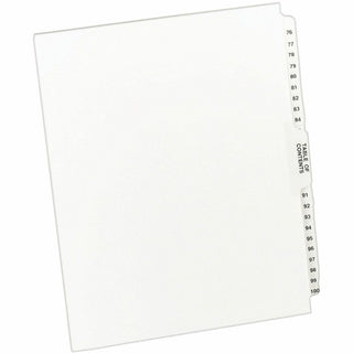 Preprinted Legal Exhibit Side Tab Index Dividers, Avery Style, 26-Tab, 76 to 100, 11 x 8.5, White, 1 Set