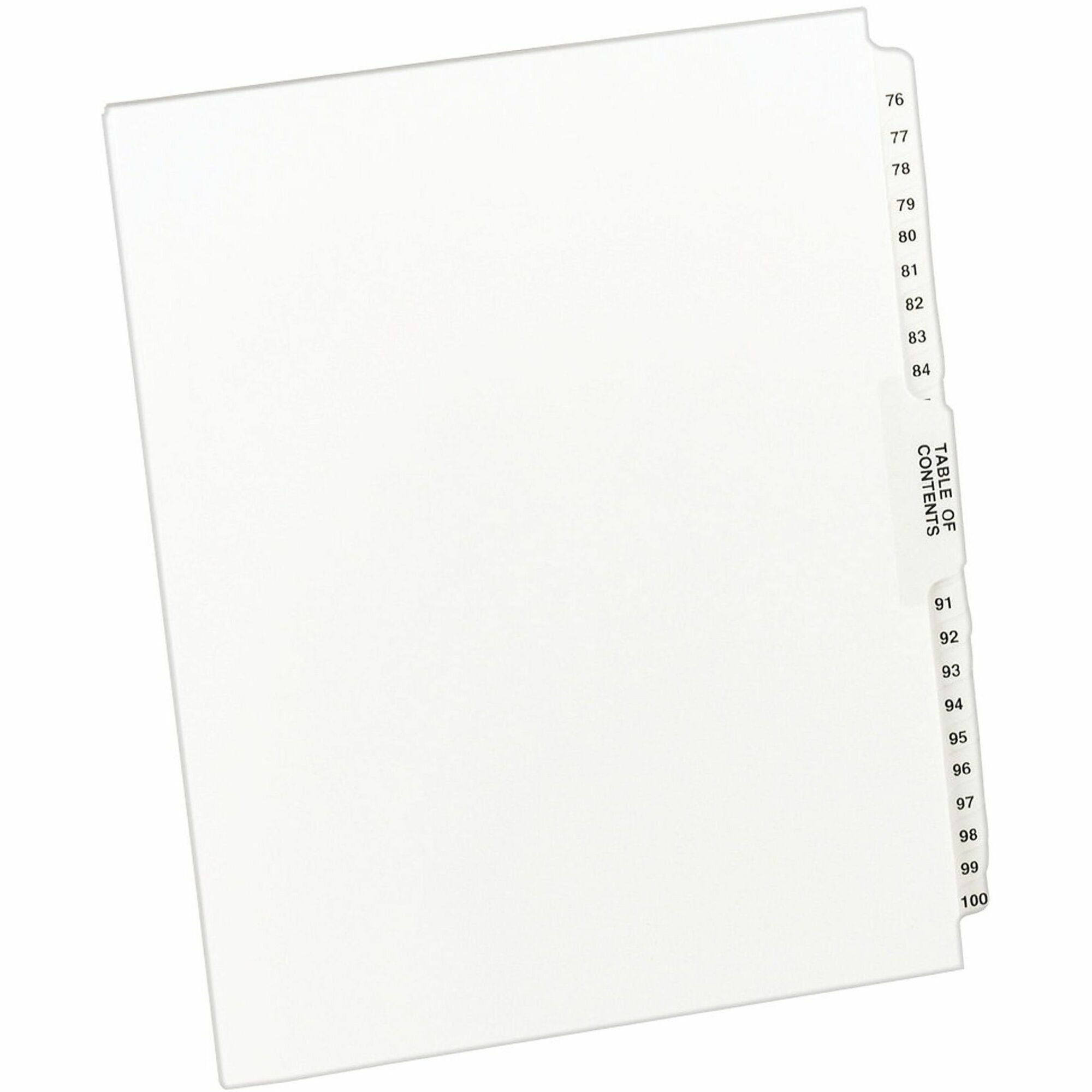 Preprinted Legal Exhibit Side Tab Index Dividers, Avery Style, 26-Tab, 76 to 100, 11 x 8.5, White, 1 Set