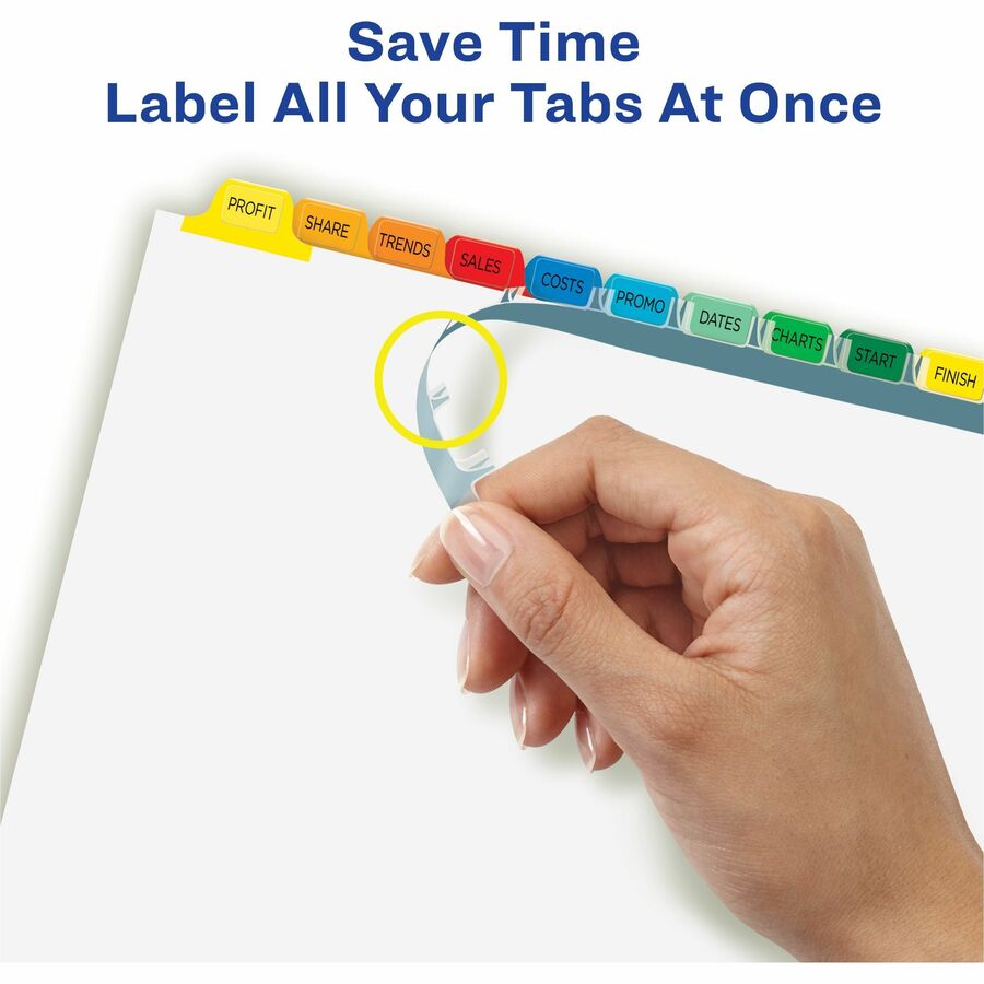 Print and Apply Index Maker Clear Label Dividers, 12-Tab, Color Tabs, 11 x 8.5, White, 5 Sets