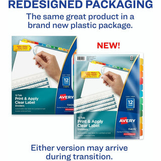 Print and Apply Index Maker Clear Label Dividers, 12-Tab, Color Tabs, 11 x 8.5, White, 5 Sets
