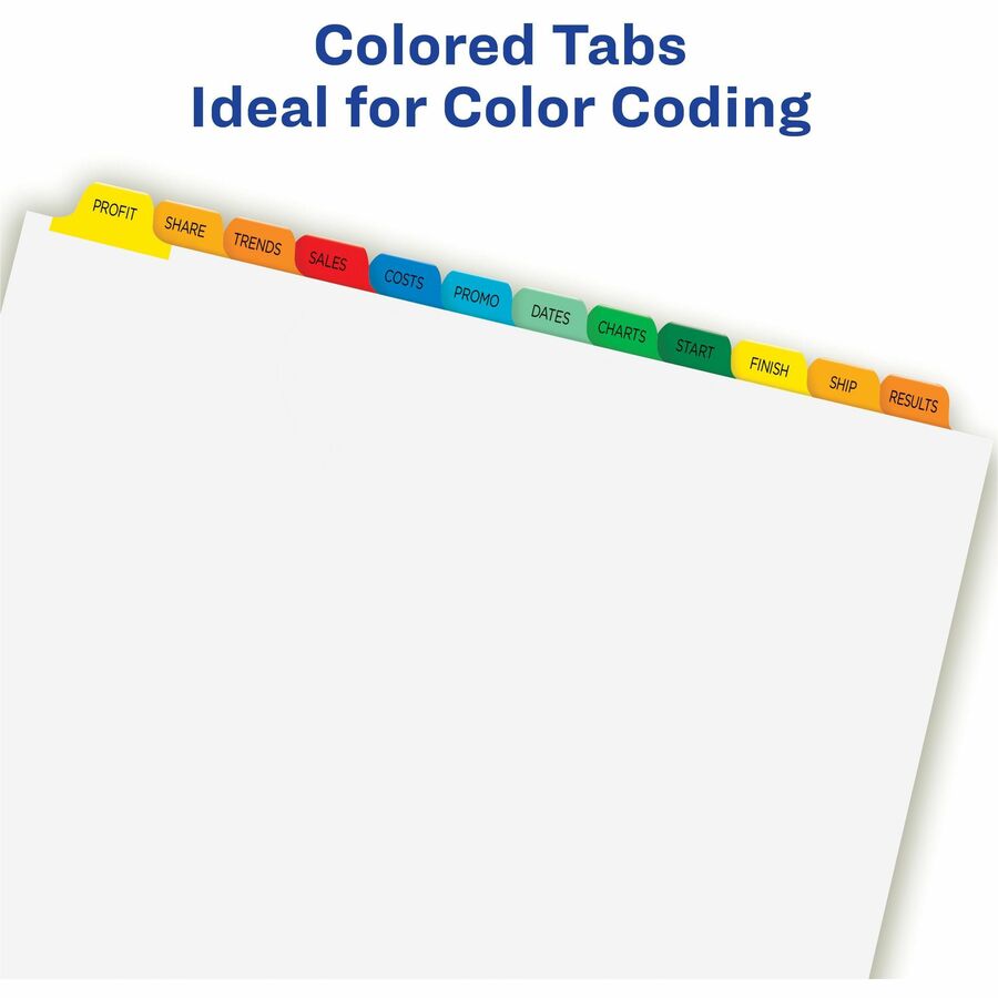 Print and Apply Index Maker Clear Label Dividers, 12-Tab, Color Tabs, 11 x 8.5, White, 5 Sets